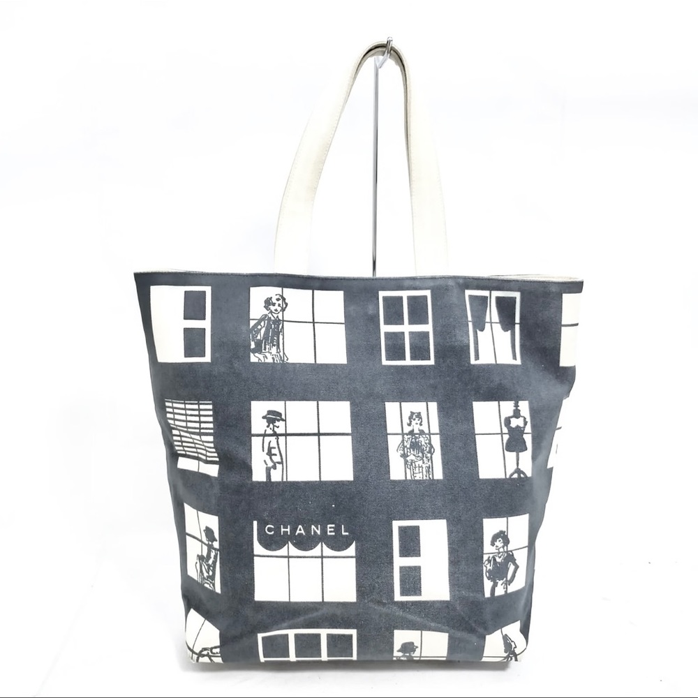 ❌❌SOLD❌❌AUTH Chanel Window Line Tote Shoulder Bag Black White - Picture 2 of 9